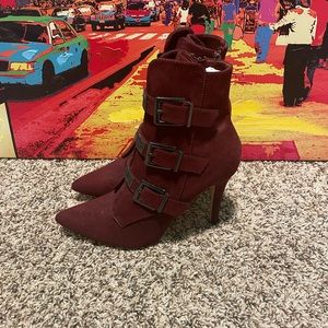 VENUS Burgundy Buckle Booties